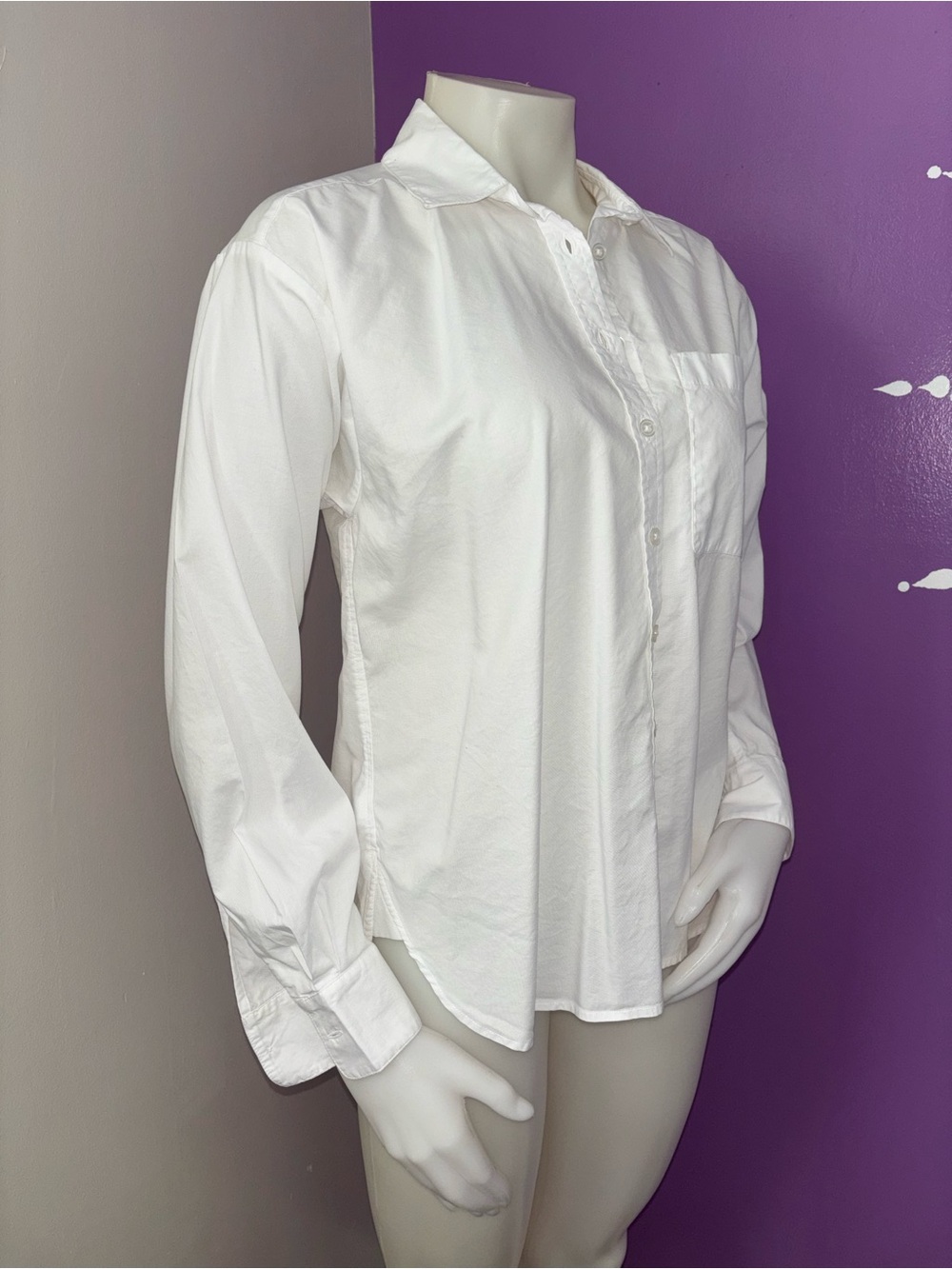 LOFT XS White Button-Front Shirt New